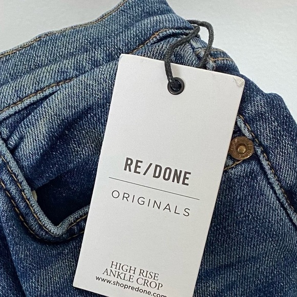 Re/Done Comfort Stretch High Rise Crop Jeans in Midnight Blue - Picture 10 of 10